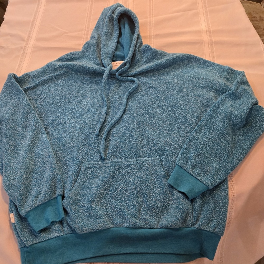 Soft Serve Women's Cloud Cotton Pullover Hoodie Turquoise Heather Size XL